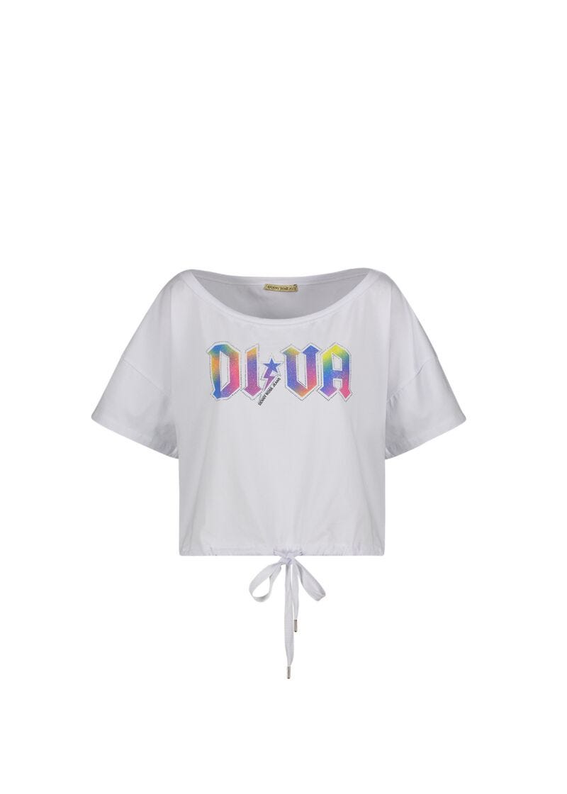 T-shirt cropped con stampa