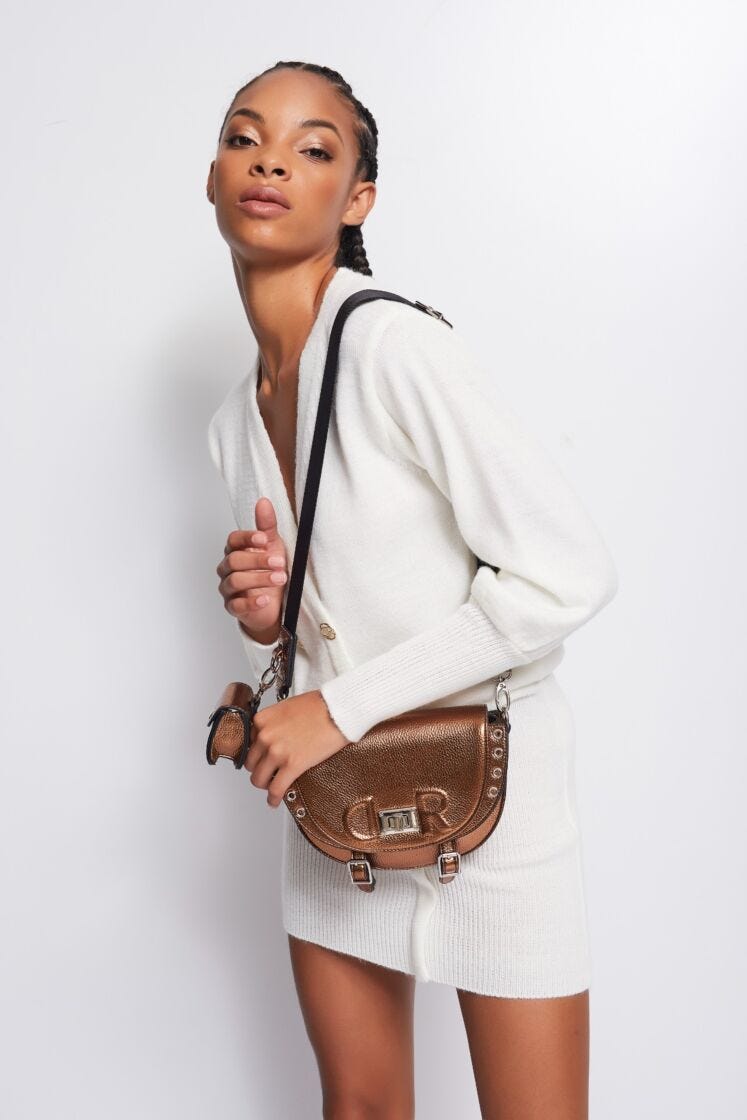 Crossbody in similpelle laminata