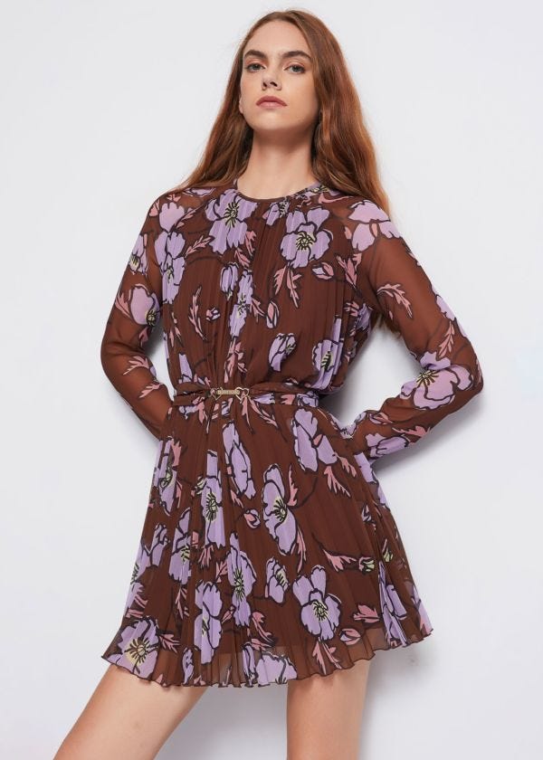 Pleated dress with floral print Denny Rose