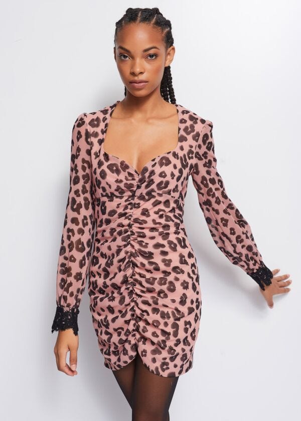 Georgette dress with animal print Denny Rose