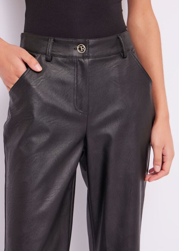 Faux-leather trousers