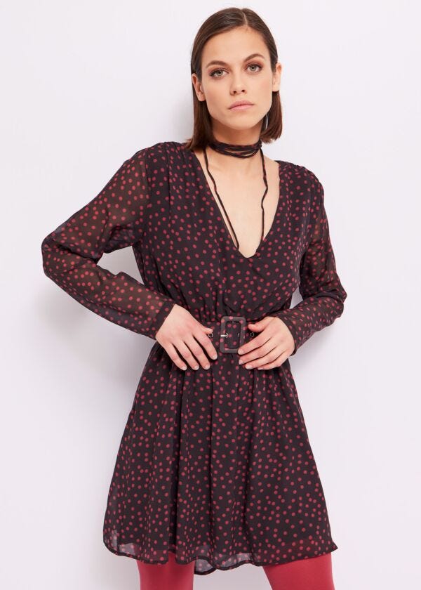 Vestito a pois con cintura Denny Rose Jeans