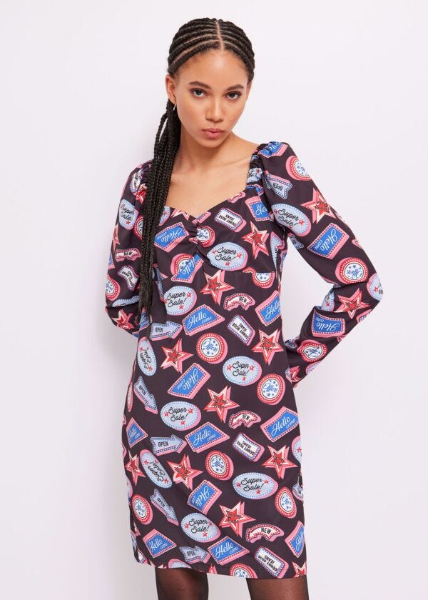 Printed satin dress