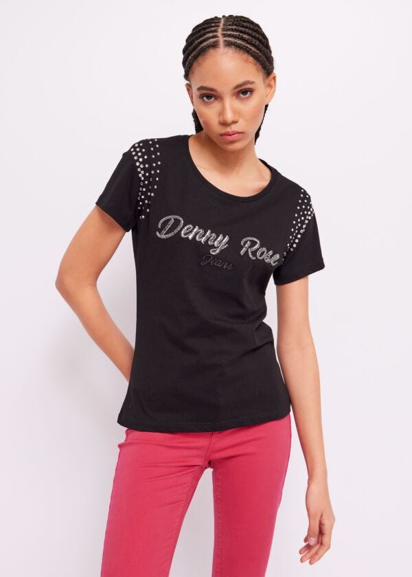 T-shirt with logo and rhinestones Denny Rose Jeans