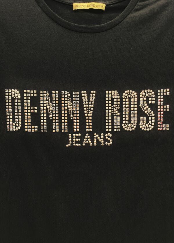 T-shirt with logo and rhinestones