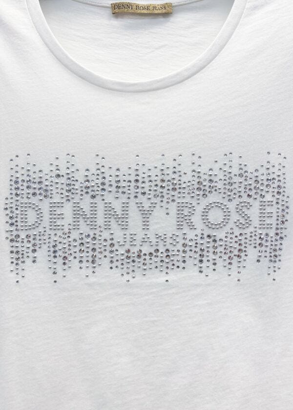 T-shirt con logo e strass