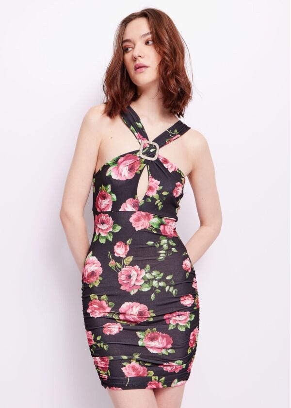 Stretch dress with floral print Denny Rose