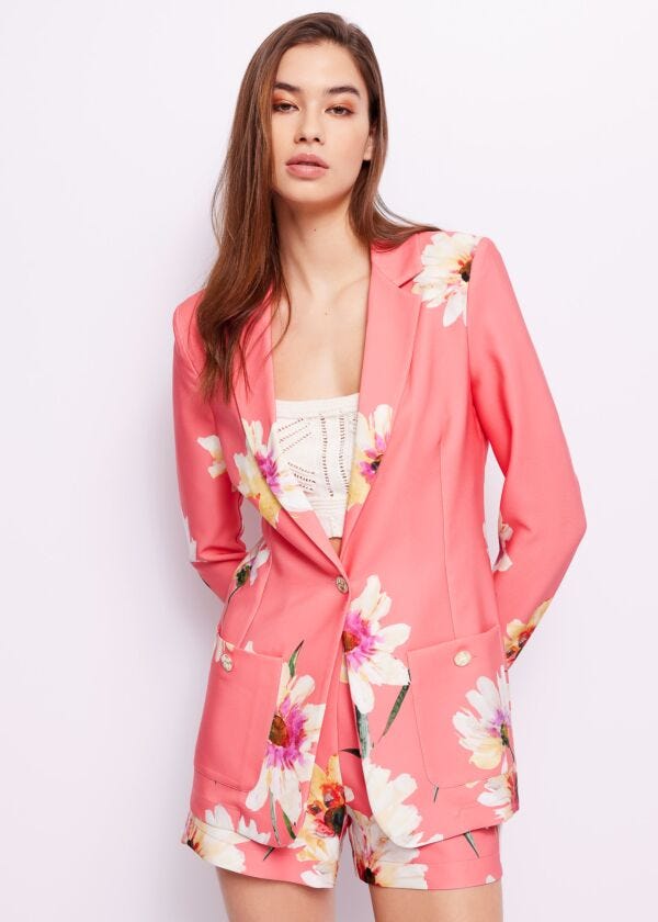 Floral-print blazer