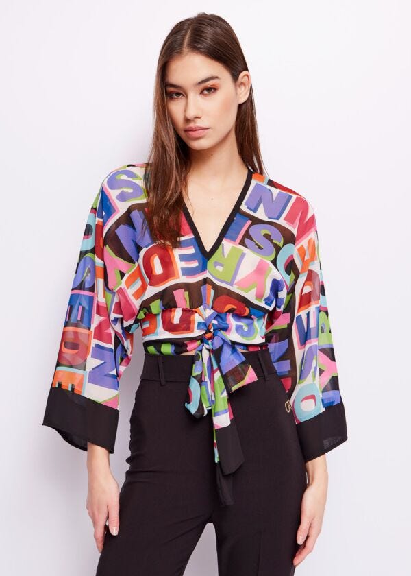 Blusa con stampa lettering Denny Rose