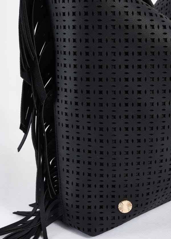 Hobo bag in ecopelle con frange