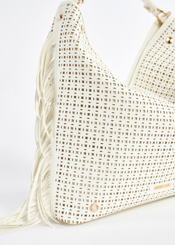 Hobo bag in ecopelle con frange