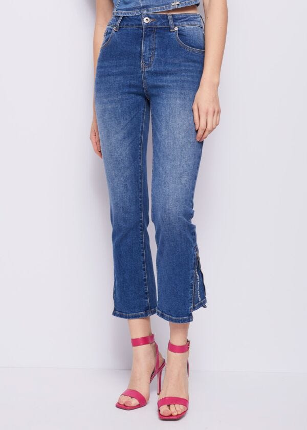 Cropped flared stretch jeans