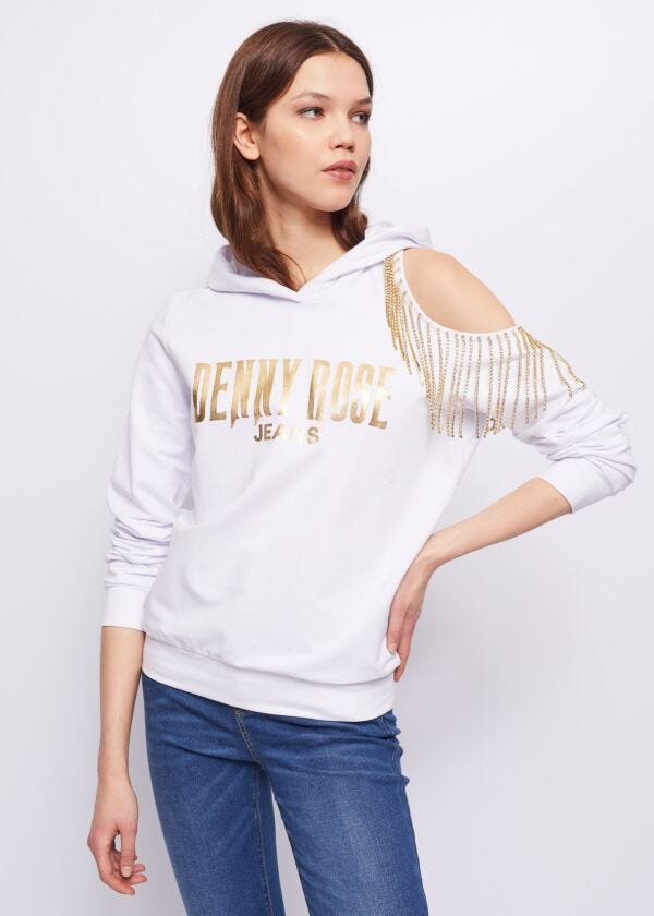 Felpa con stampa e strass Denny Rose Jeans