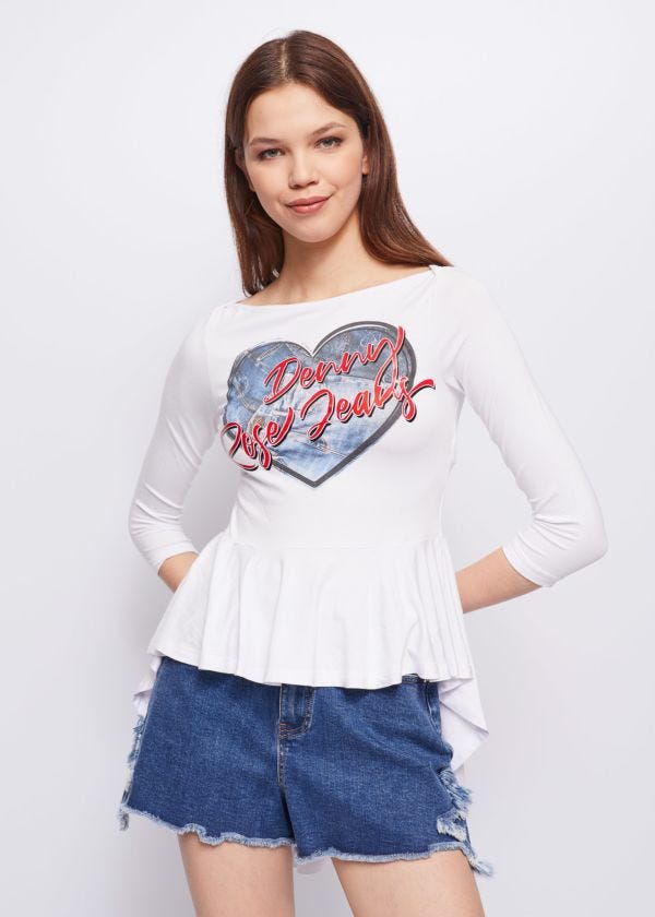 T-shirt con stampa cuore Denny Rose Jeans