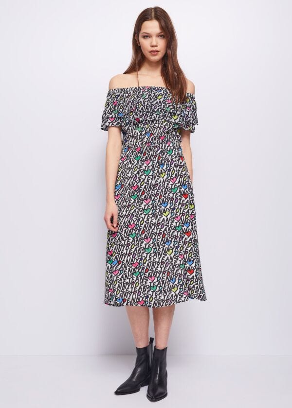 Dress with hearts and logo Denny Rose Jeans