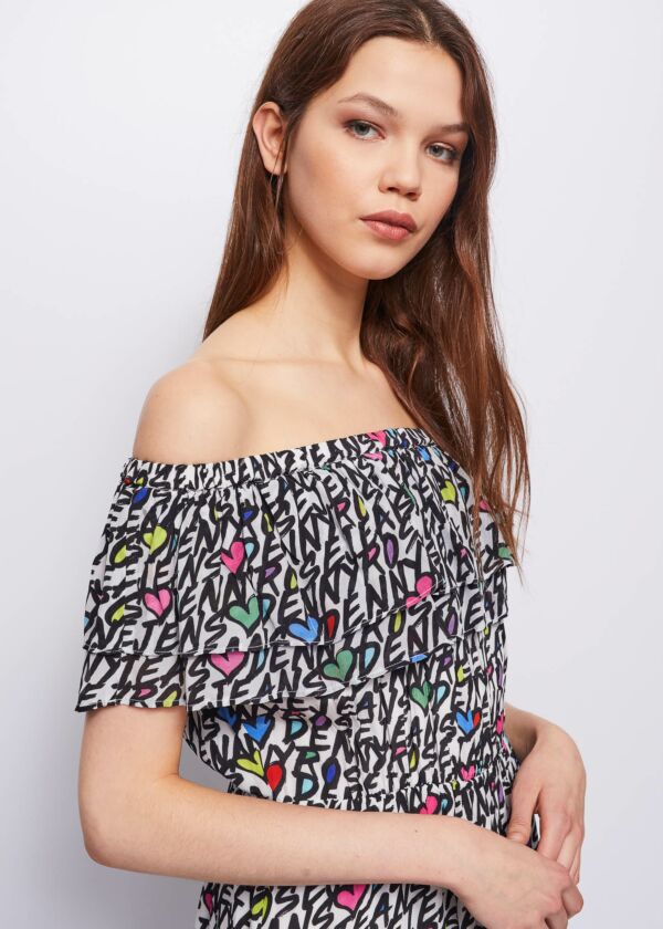 Dress with hearts and logo
