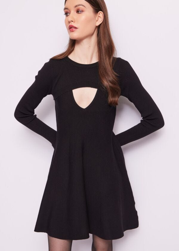 Mini abito nero in maglia Denny Rose