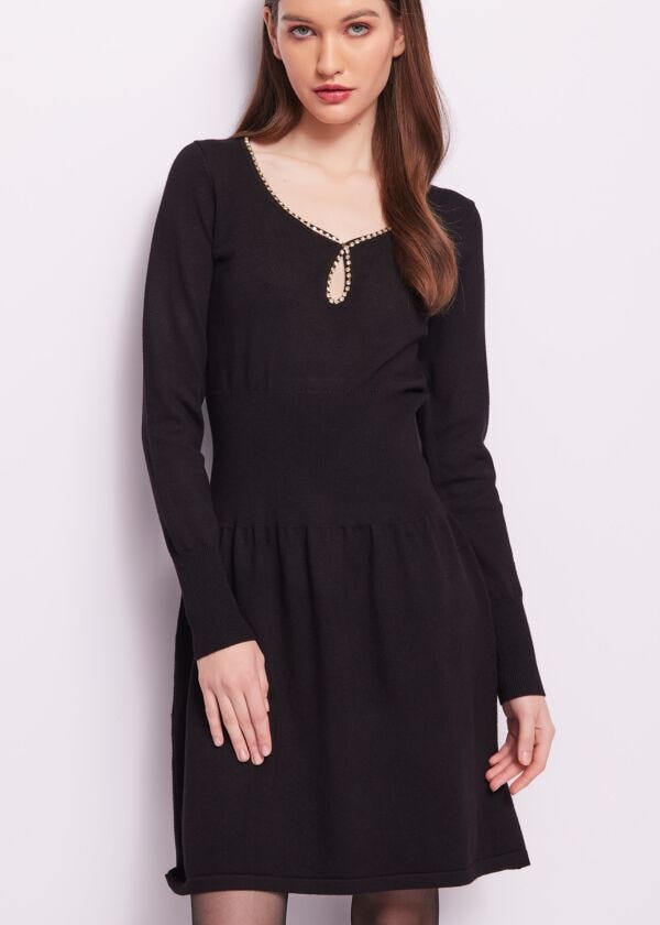 Mini abito in maglia con strass Denny Rose