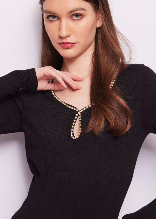 Mini abito in maglia con strass