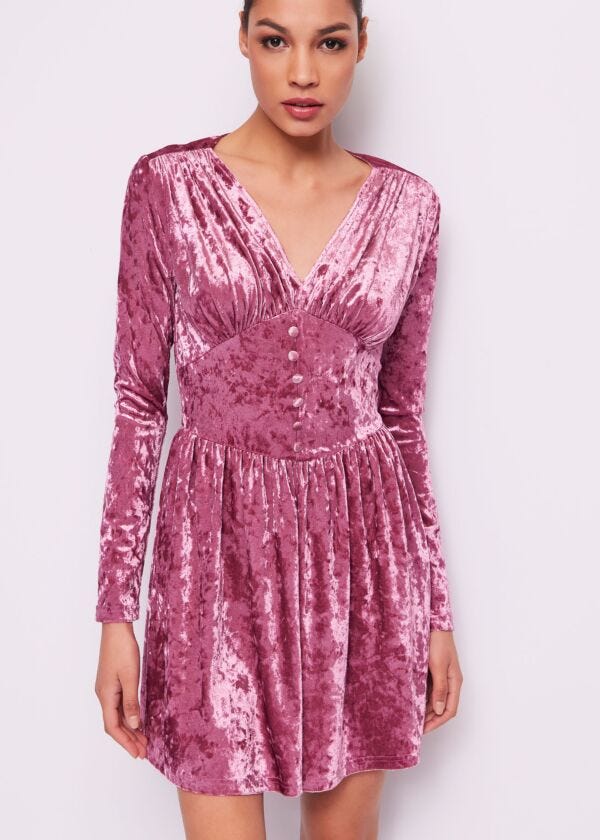 Vestito in ciniglia rosa Denny Rose