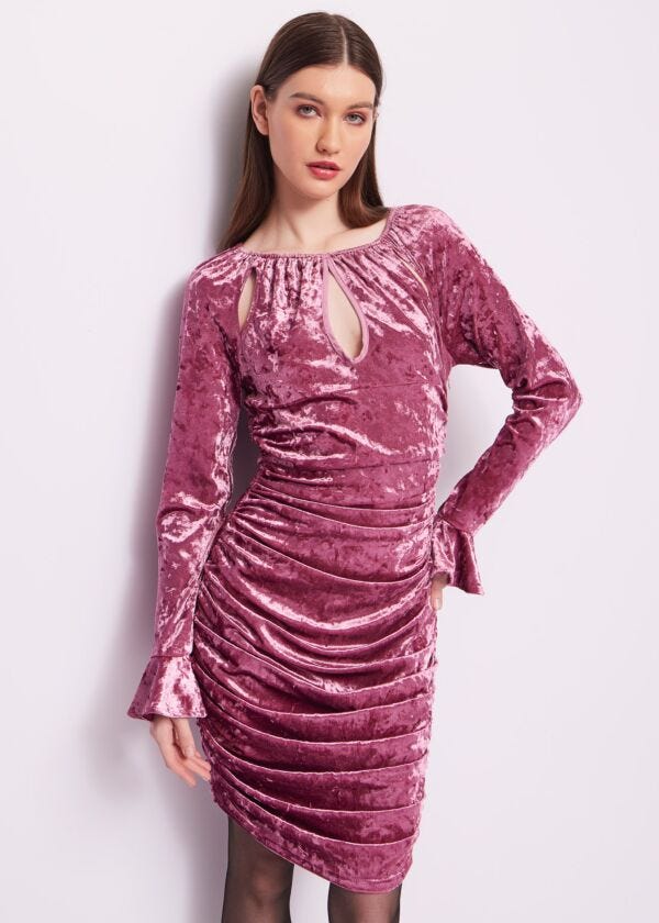 Mini abito in ciniglia rosa Denny Rose