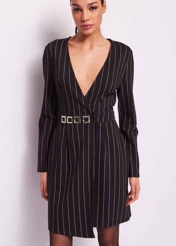 Pinstripe dress with studs Denny Rose