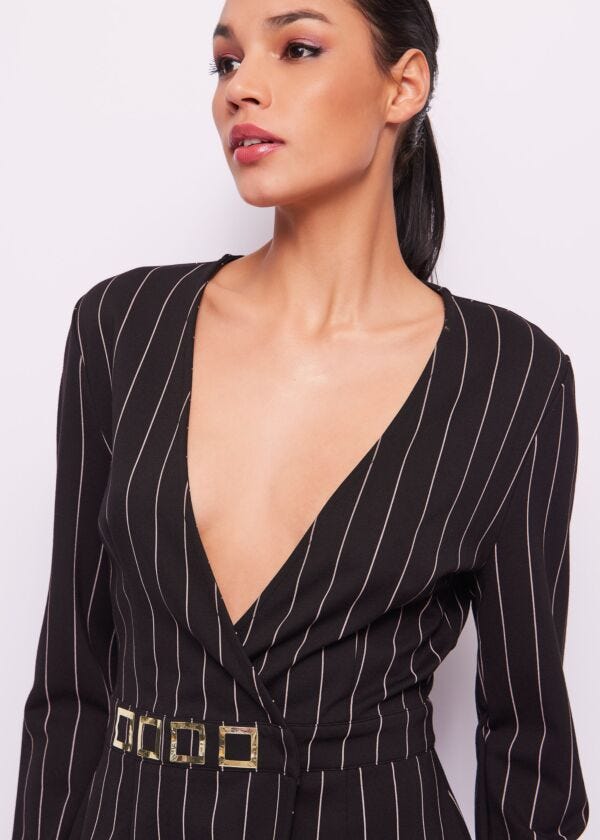 Pinstripe dress with studs