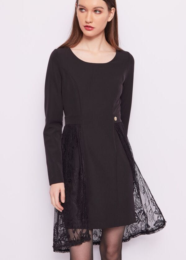 Abito nero con pizzo Denny Rose