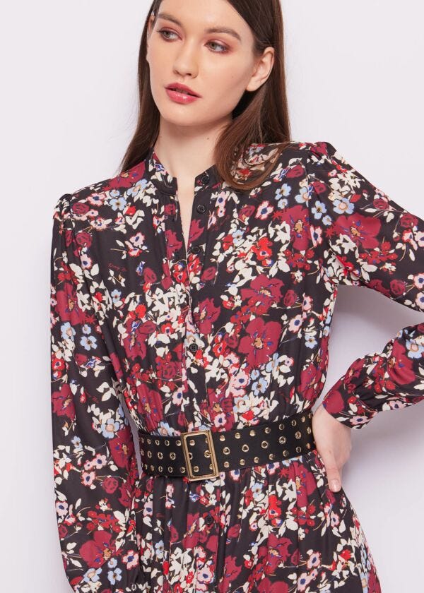 Abito lungo in georgette floreale