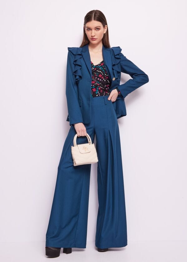 Pantaloni a palazzo in flanella Denny Rose