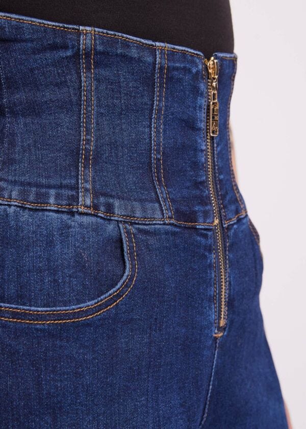 High-rise cotton-blend jeans