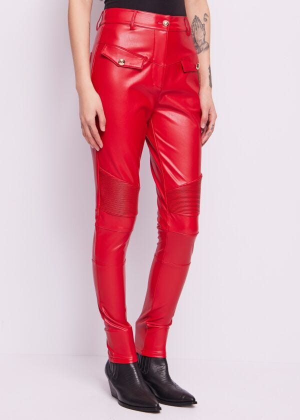 Pantaloni in similpelle rossa