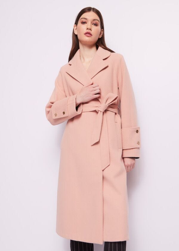 Cappotto rosa con cintura Denny Rose