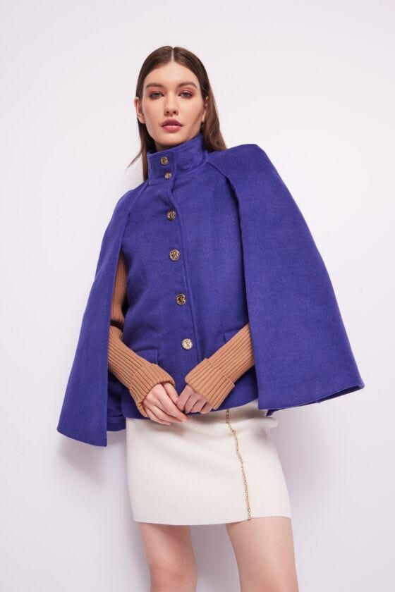Abrigo azul en mezcla de lana Denny Rose