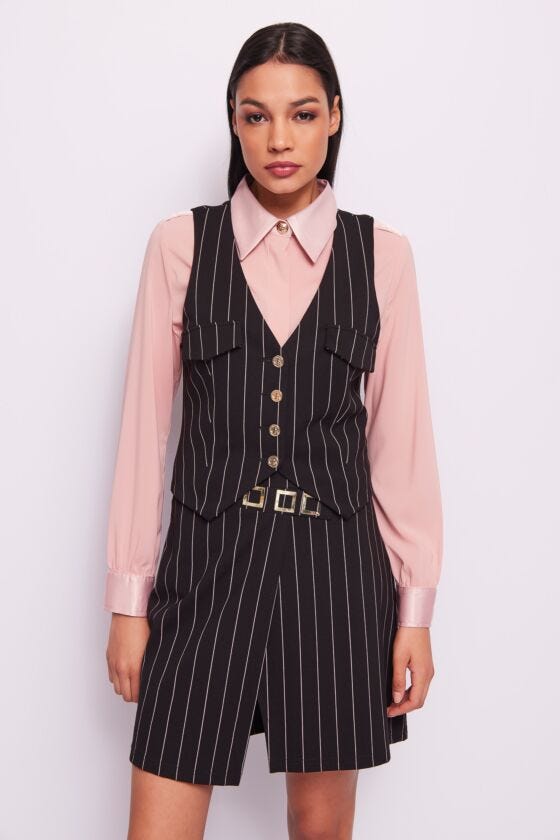 Black pinstriped vest Denny Rose