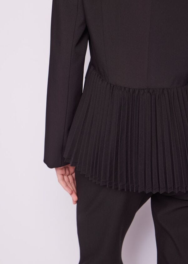 Black blazer with pleated detail