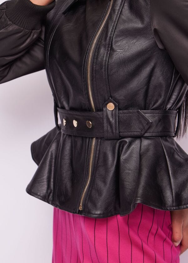 Black leatherette biker jacket