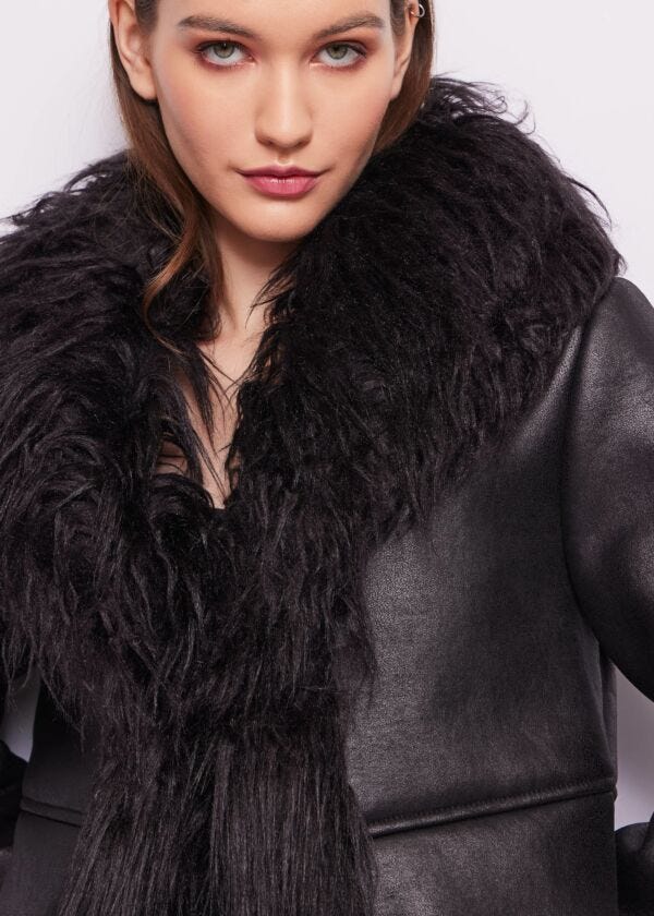 Chaqueta de polipiel negra Denny Rose