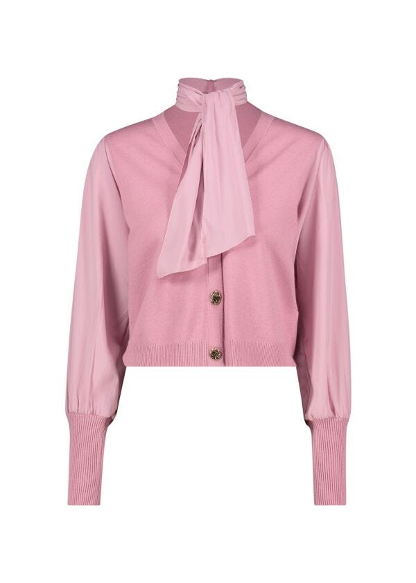 Cardigan rosa con foulard Denny Rose
