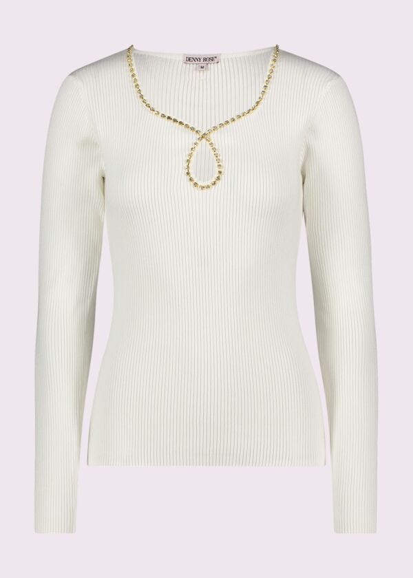 Maglia bianca con strass Denny Rose