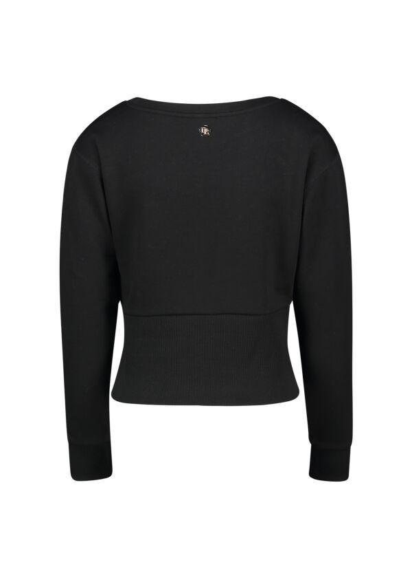 Felpa nera in cotone con strass