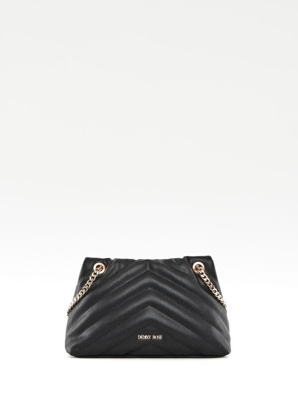 Borsa a spalla nera trapuntata