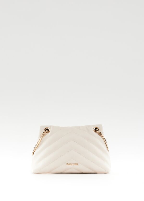 Bolso de hombro blanco acolchado