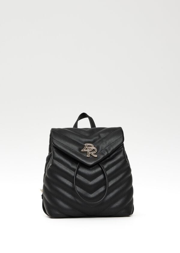 Mochila negra de piel sintética acolchada Denny Rose Borse