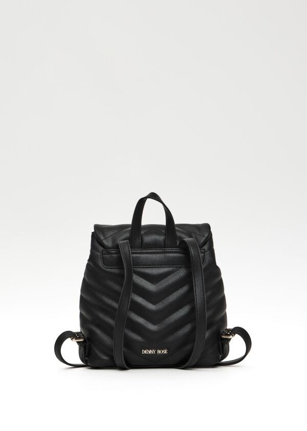 Mochila negra de piel sintética acolchada