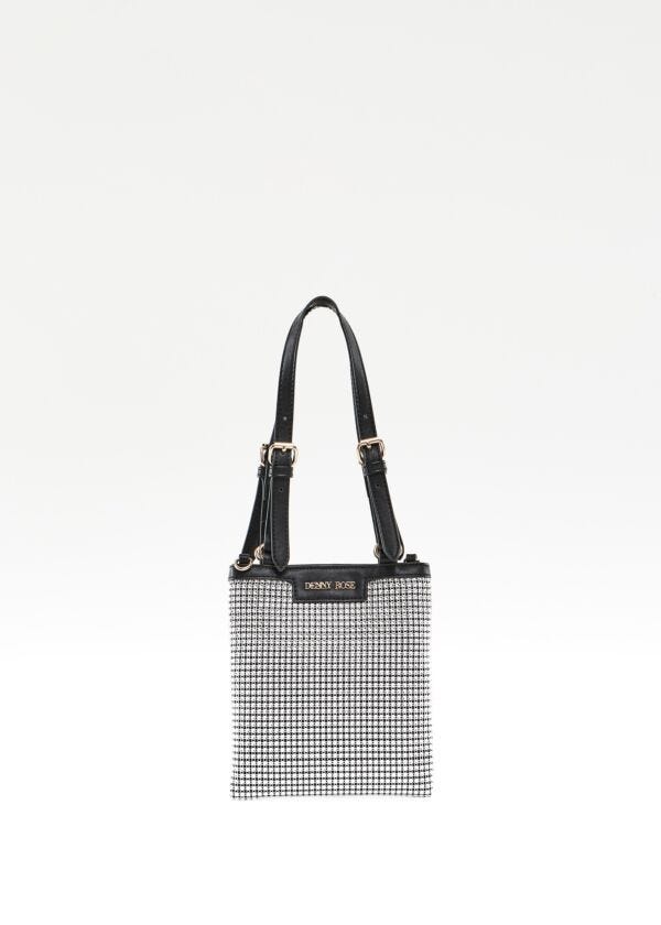Bolso de hombro negro con pedrería Denny Rose Borse