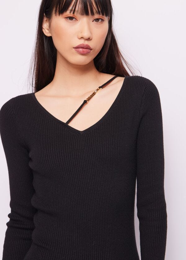 Abito nero in cotone e cashmere