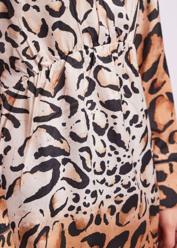 Animal-print satin dress