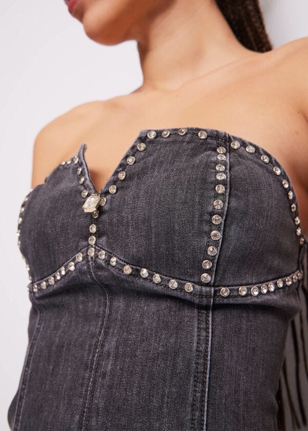 Cotton denim long dress