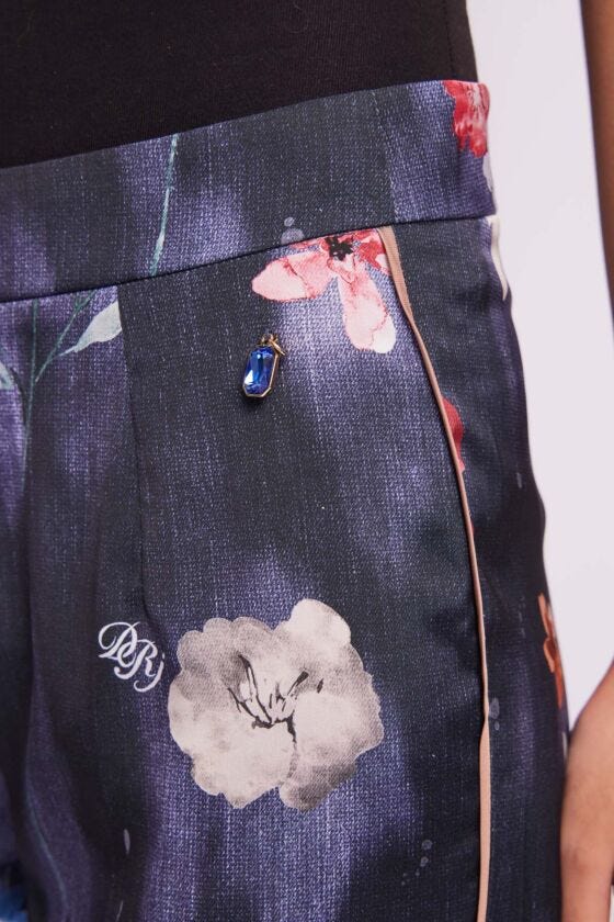 Printed satin trousers